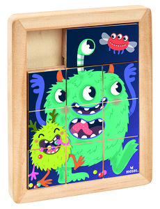  Schiebepuzzle aus Holz - Monster